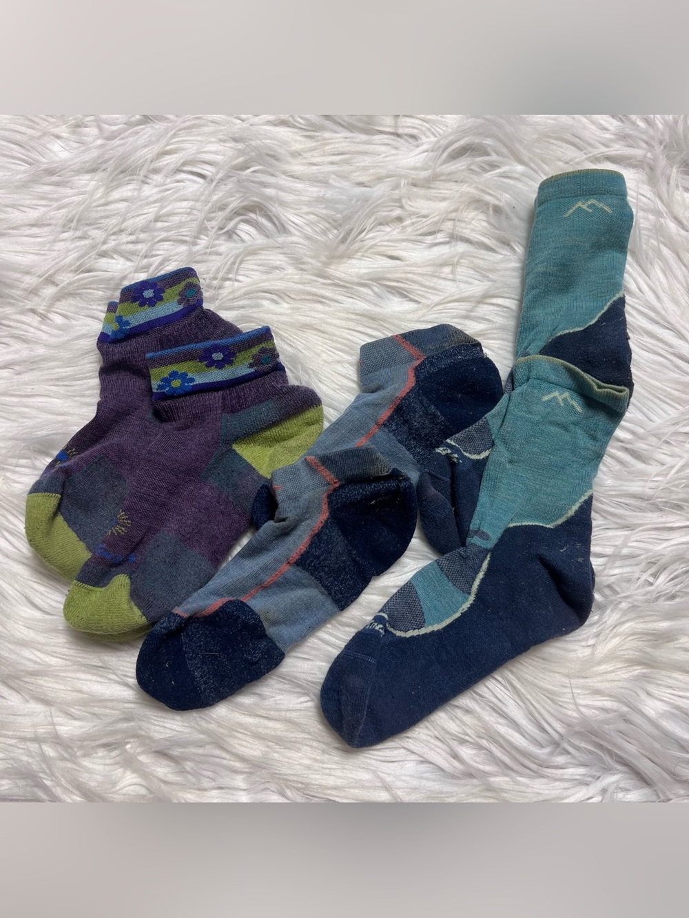 Darn tough 3 pair Women's Multicolor Athletic Sock Set - Purple, Teal & Navy